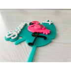 Flamingo Birthday Cake Topper - Physical Product
