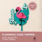 Flamingo cake topper SVG file design preview for laser cutting