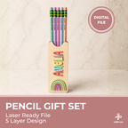 Personalized pencil holder gift SVG file design preview for laser cutting