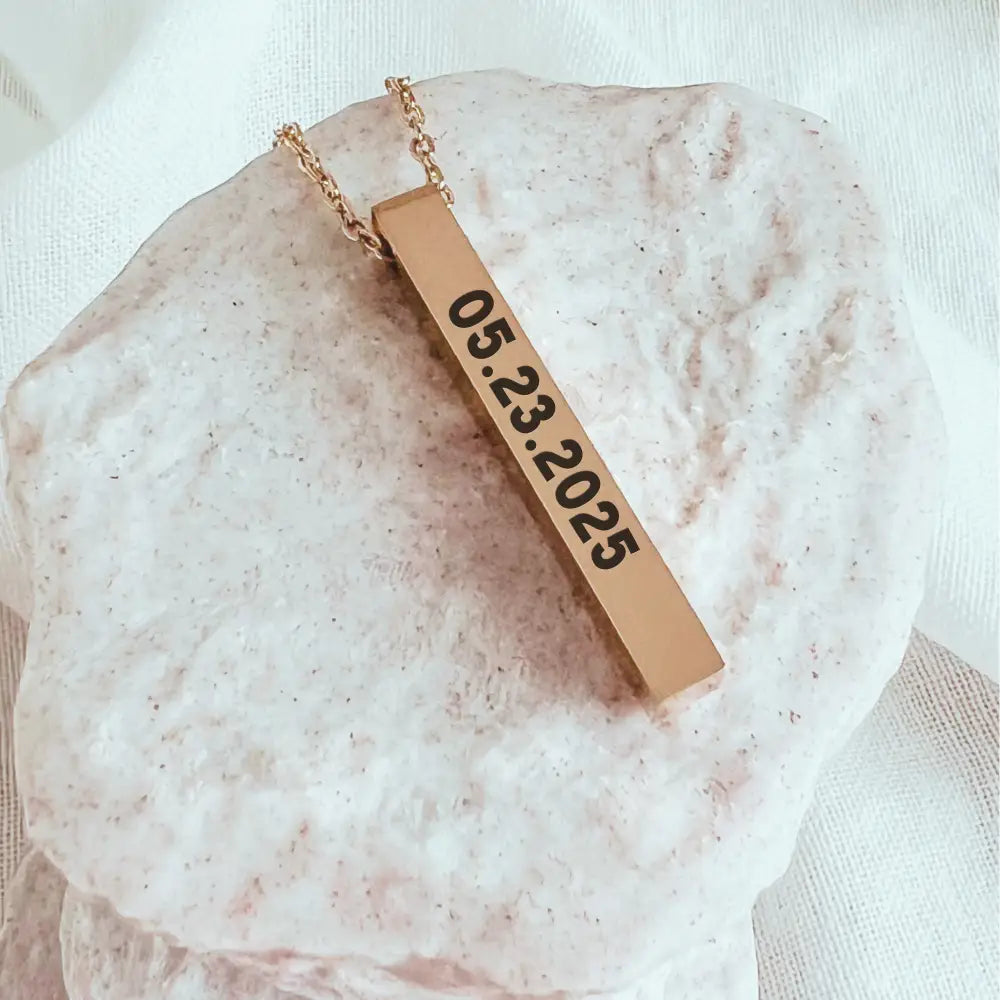 Personalized 3D Vertical Bar Necklace - Physical Product