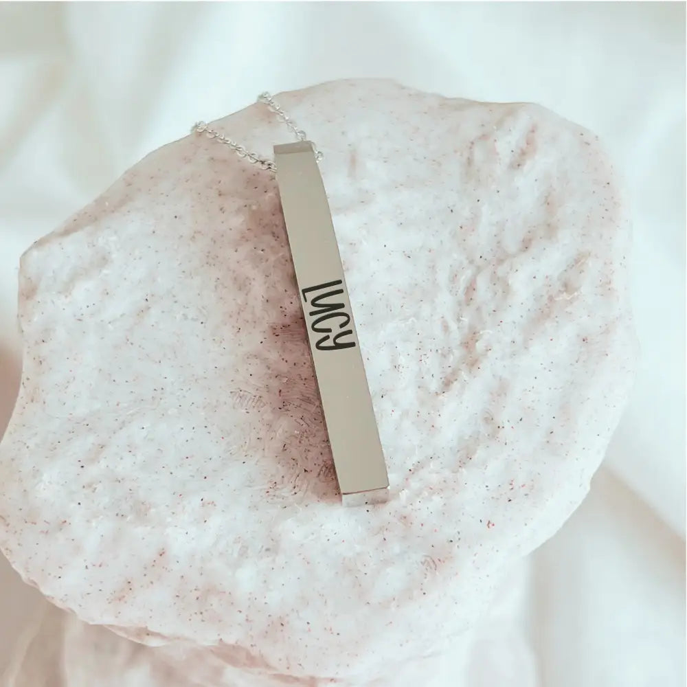Personalized 3D Vertical Bar Necklace - Physical Product