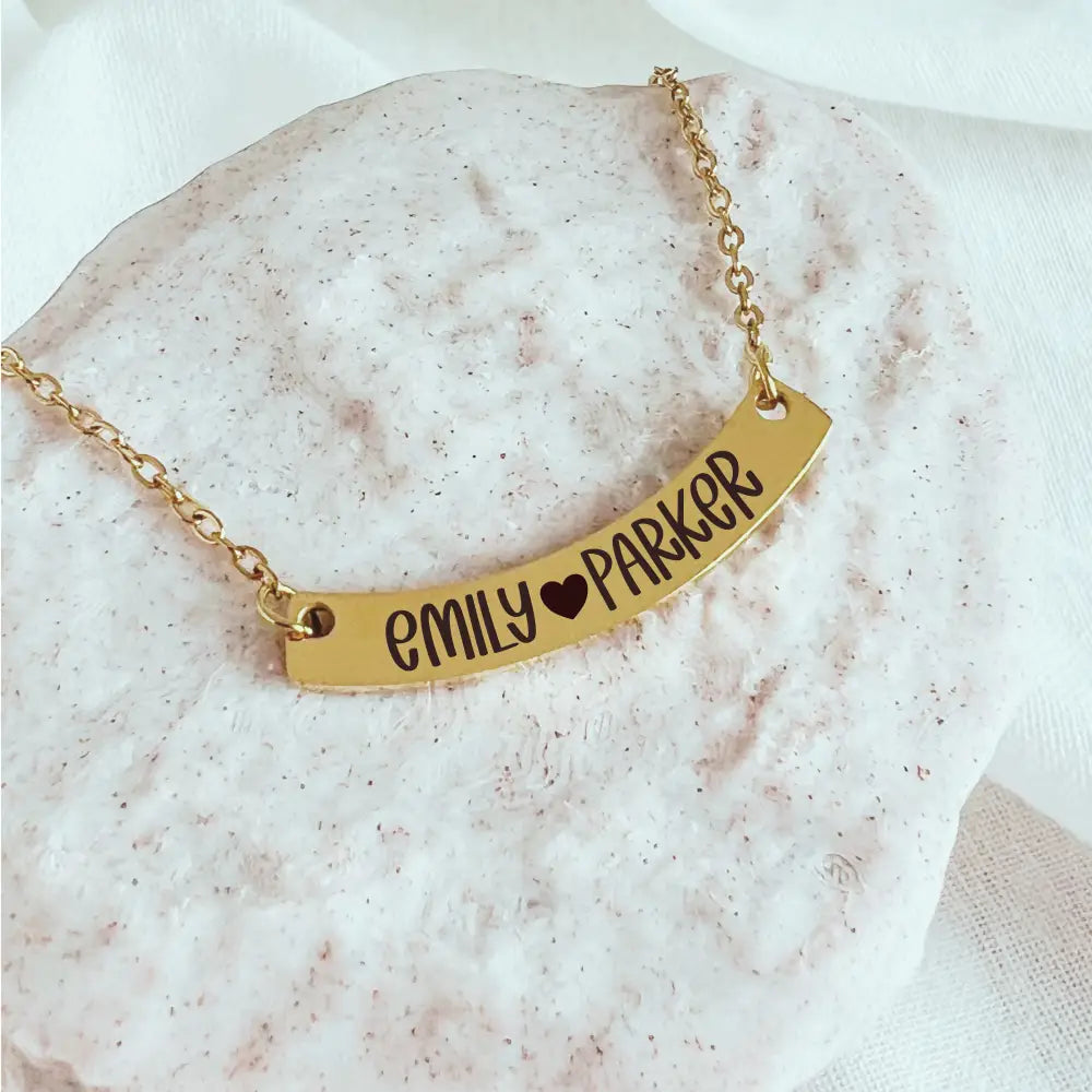 Personalized Arch Bar Necklace – Subtle with a Curve - Physical Product