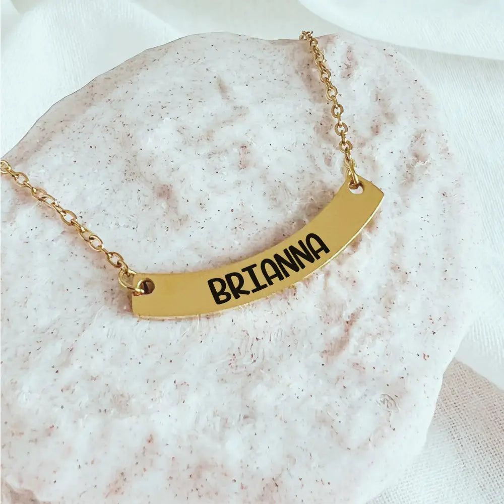 Personalized Arch Bar Necklace – Subtle with a Curve - Physical Product