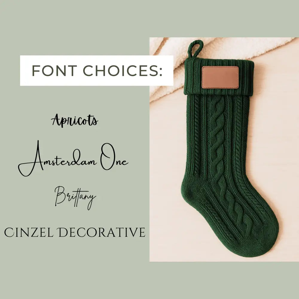 Personalized Christmas Stocking with Leather Patch - Physical Product
