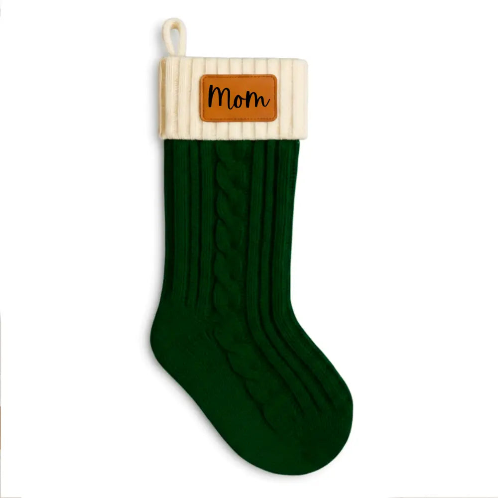 Personalized Christmas Stocking with Leather Patch - Physical Product