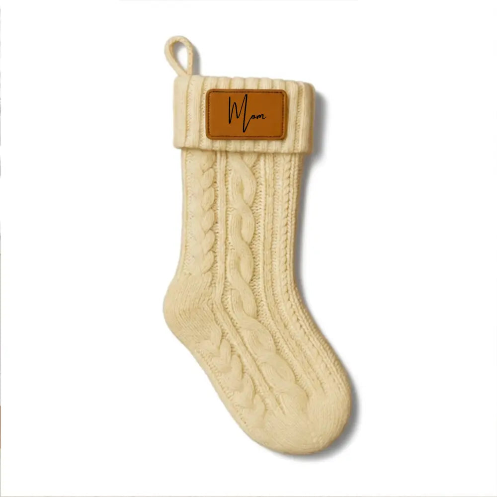 Personalized Christmas Stocking with Leather Patch - Physical Product