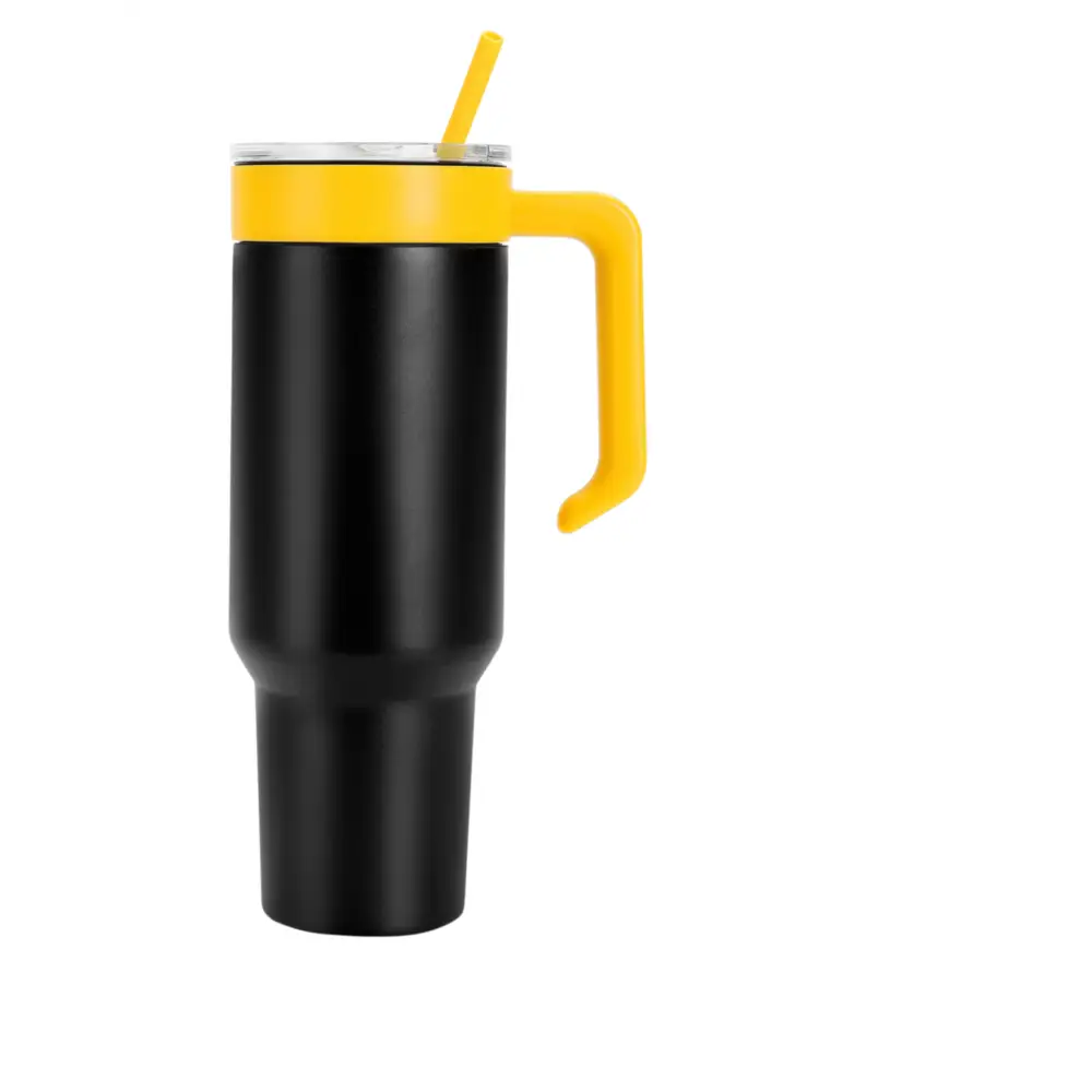 Personalized Coach Tumbler – 40 oz Stainless Steel with Sport Icon - Black / Yellow - Physical Product