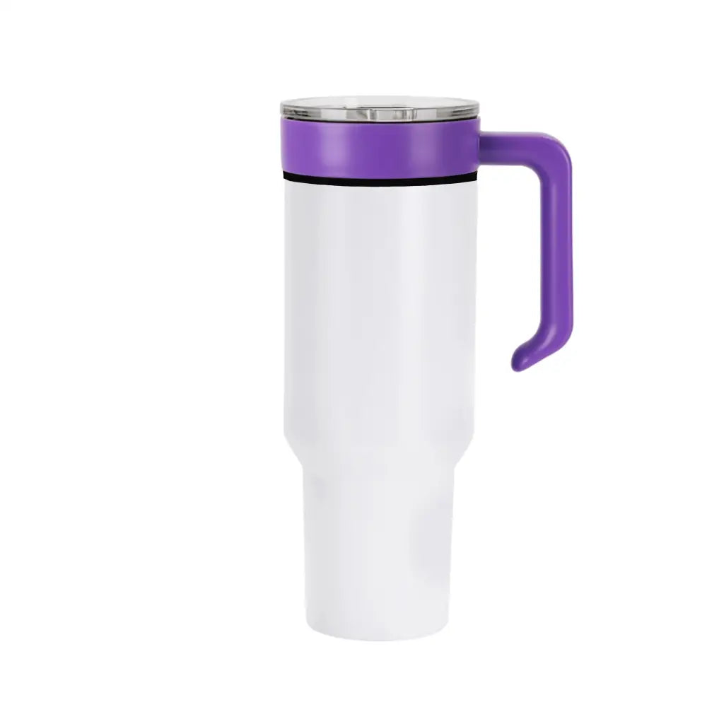 Personalized Coach Tumbler – 40 oz Stainless Steel with Sport Icon - White / Purple - Physical Product