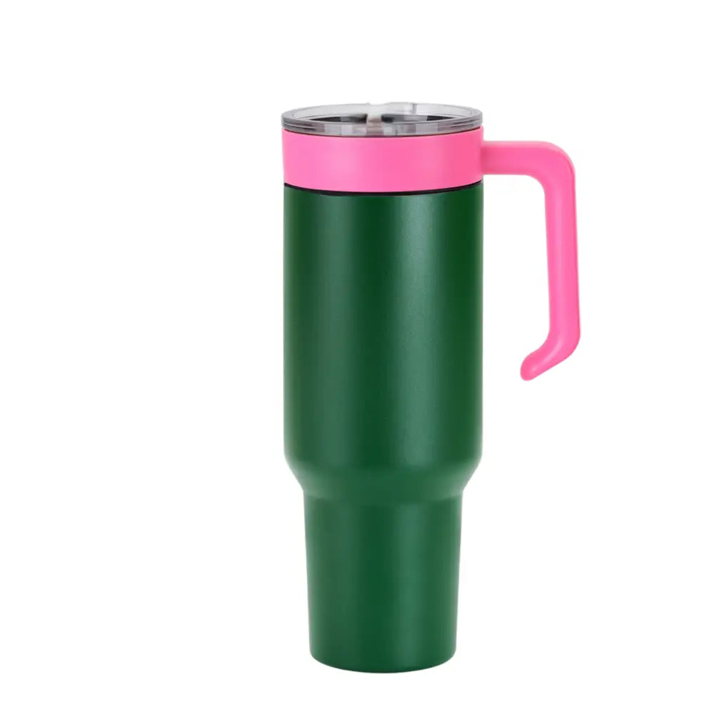 Personalized Coach Tumbler – 40 oz Stainless Steel with Sport Icon - Green / Pink - Physical Product