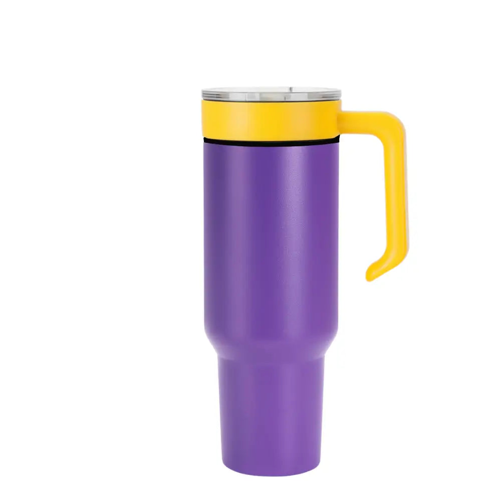 Personalized Coach Tumbler – 40 oz Stainless Steel with Sport Icon - Purple / Yellow - Physical Product