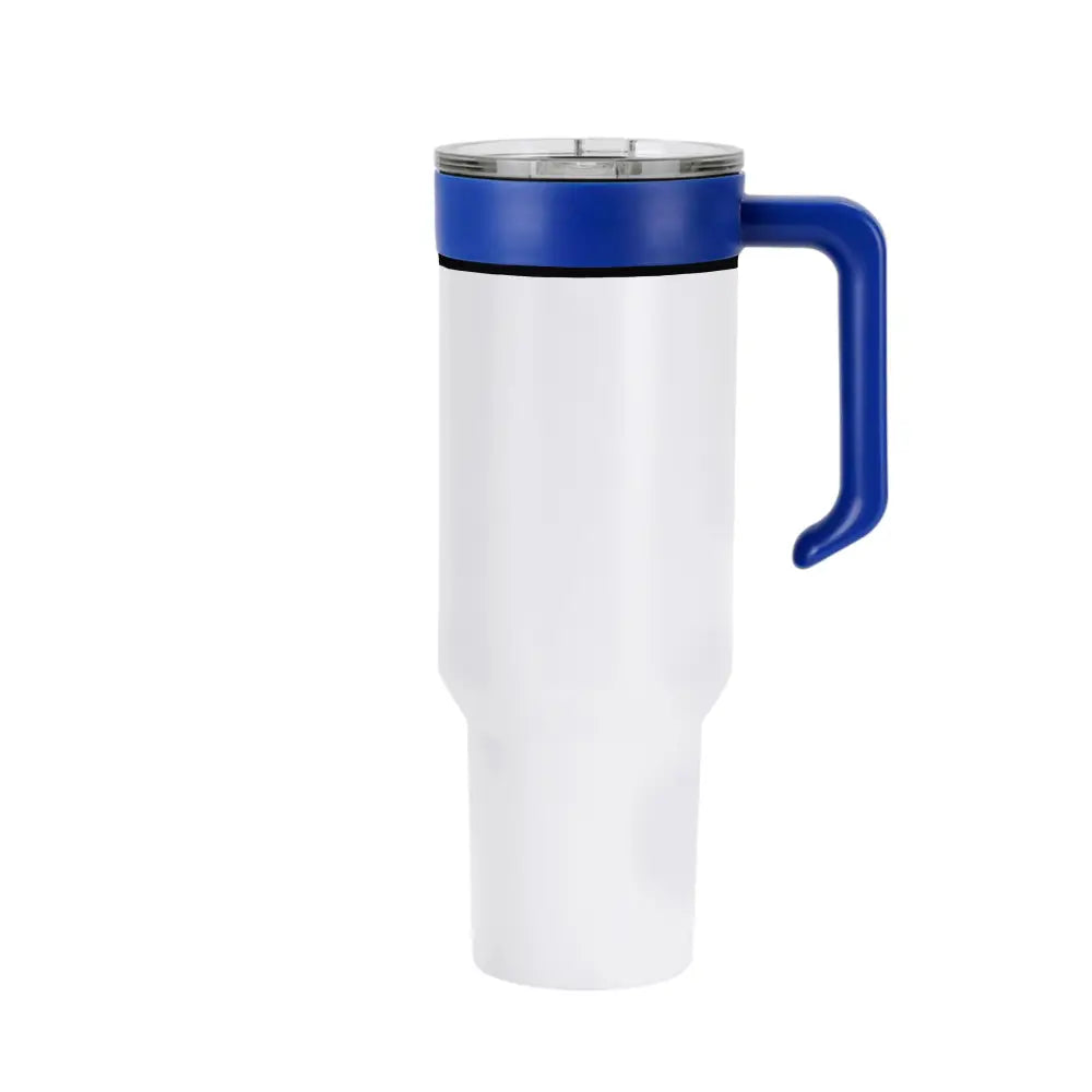 Personalized Coach Tumbler – 40 oz Stainless Steel with Sport Icon - White / Blue - Physical Product