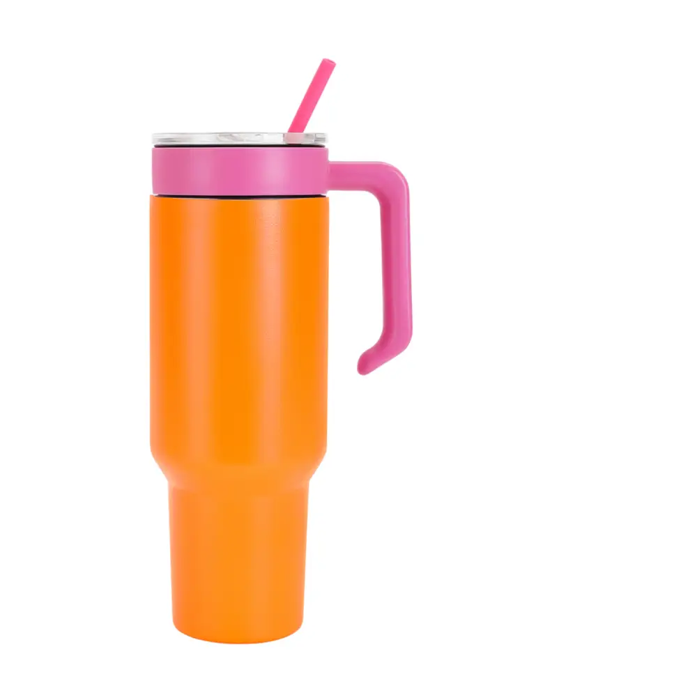 Personalized Coach Tumbler – 40 oz Stainless Steel with Sport Icon - Orange / Pink - Physical Product