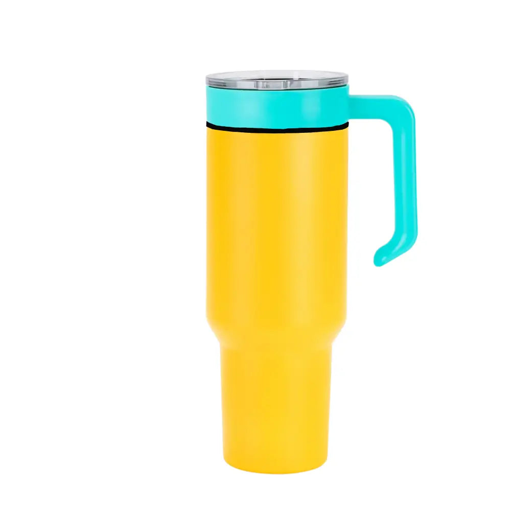 Personalized Coach Tumbler – 40 oz Stainless Steel with Sport Icon - Yellow / Teal - Physical Product
