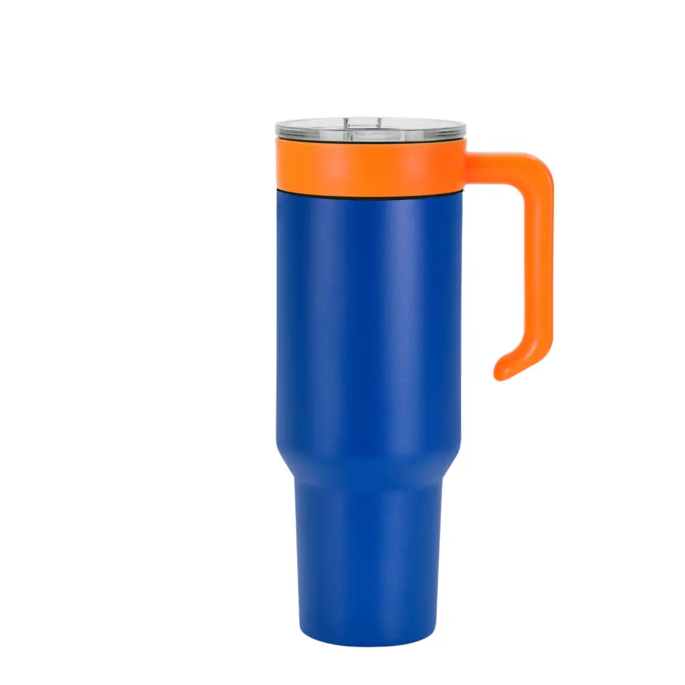 Personalized Coach Tumbler – 40 oz Stainless Steel with Sport Icon - Blue / Orange - Physical Product