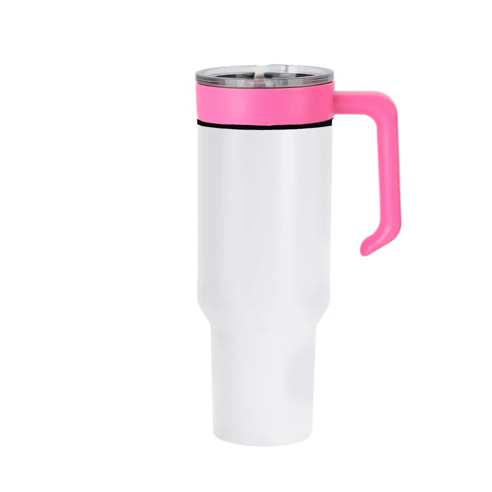 Personalized Coach Tumbler – 40 oz Stainless Steel with Sport Icon - White / Pink - Physical Product