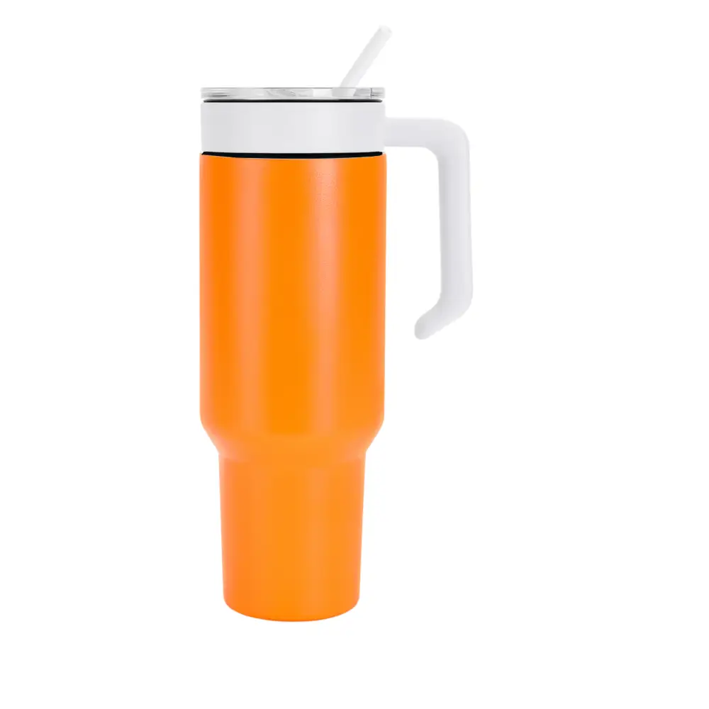 Personalized Coach Tumbler – 40 oz Stainless Steel with Sport Icon - Orange / White - Physical Product