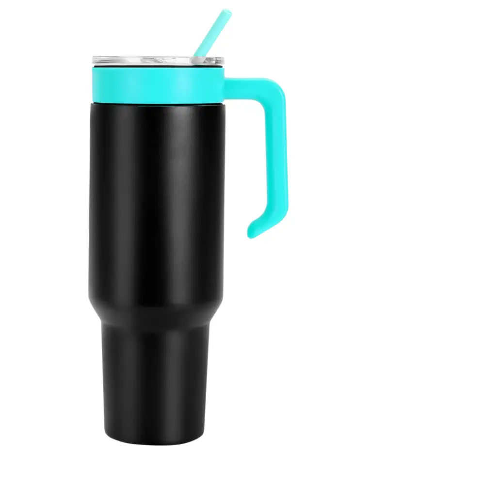 Personalized Coach Tumbler – 40 oz Stainless Steel with Sport Icon - Black / Teal - Physical Product