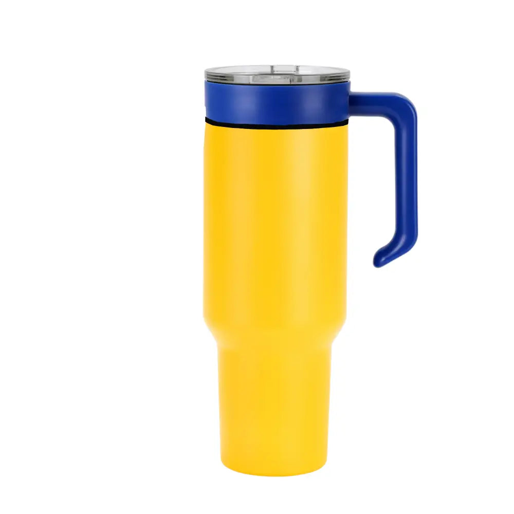 Personalized Coach Tumbler – 40 oz Stainless Steel with Sport Icon - Yellow / Blue - Physical Product