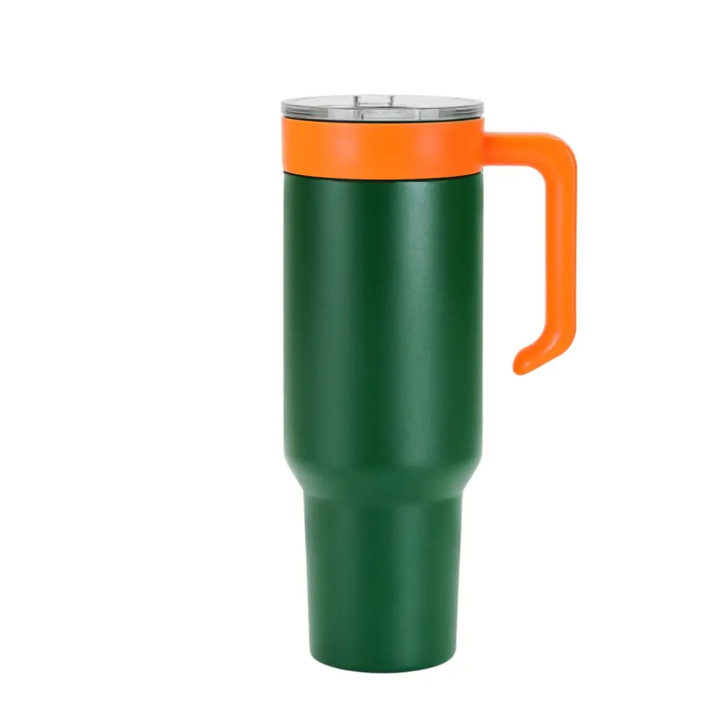 Personalized Coach Tumbler – 40 oz Stainless Steel with Sport Icon - Green / Orange - Physical Product