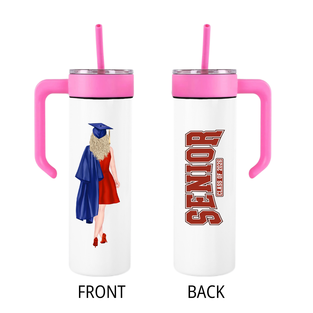 Personalized Graduation Cup – Custom Graduate UV Printed 20oz Tumbler with optional Handle - Physical Product