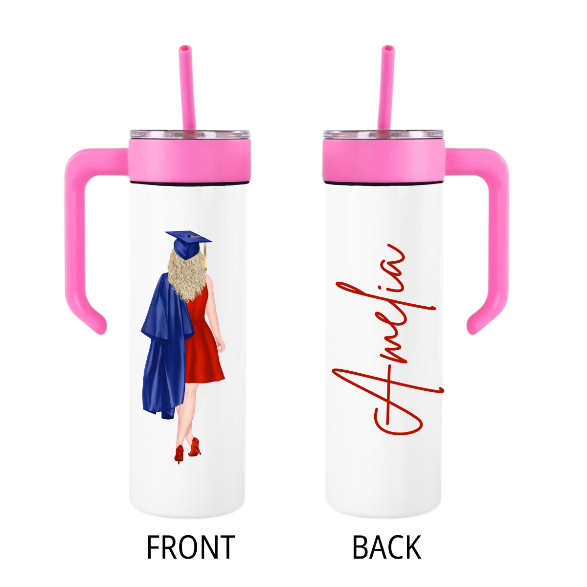 Personalized Graduation Cup – Custom Graduate UV Printed 20oz Tumbler with optional Handle - Physical Product