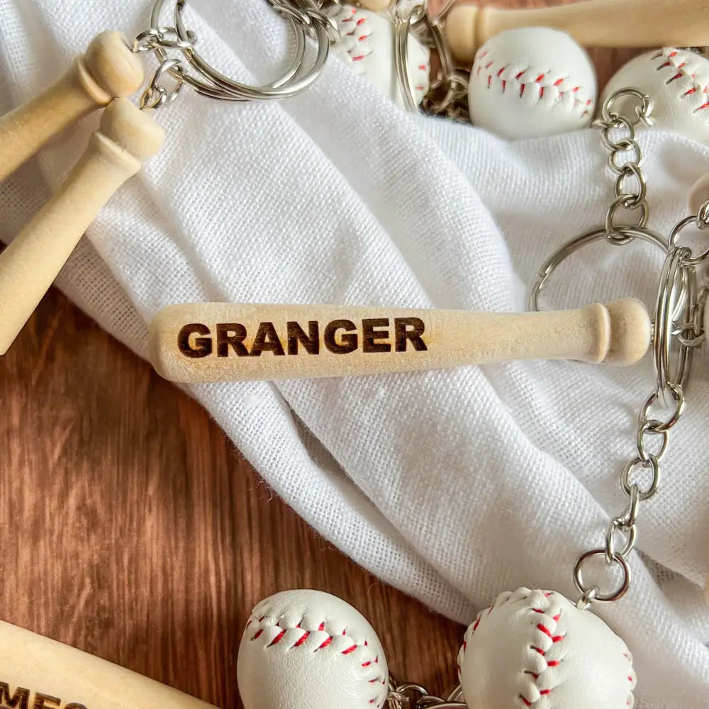 Personalized Mini Baseball (or softball) Bat & Ball Keychain - Physical Product